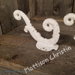 White Cast Iron Victorian Towel Hat Key Coat Hook Key Rack Set of 2